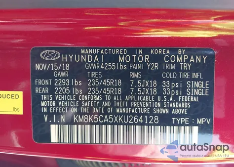 2019 Hyundai Kona Ultimate from USA, damaged, VIN KM8K5CA5XKU264128
